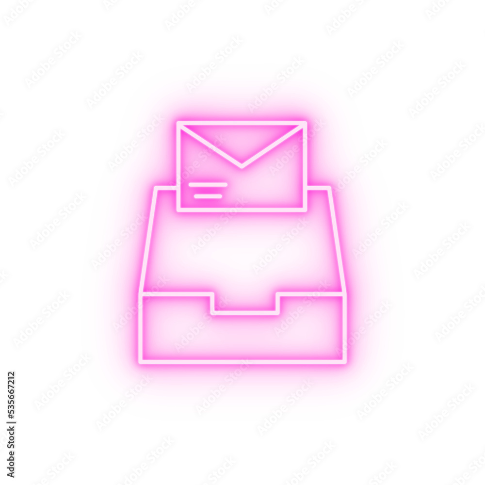 Inbox message tray neon icon Inbox message tray neon icon