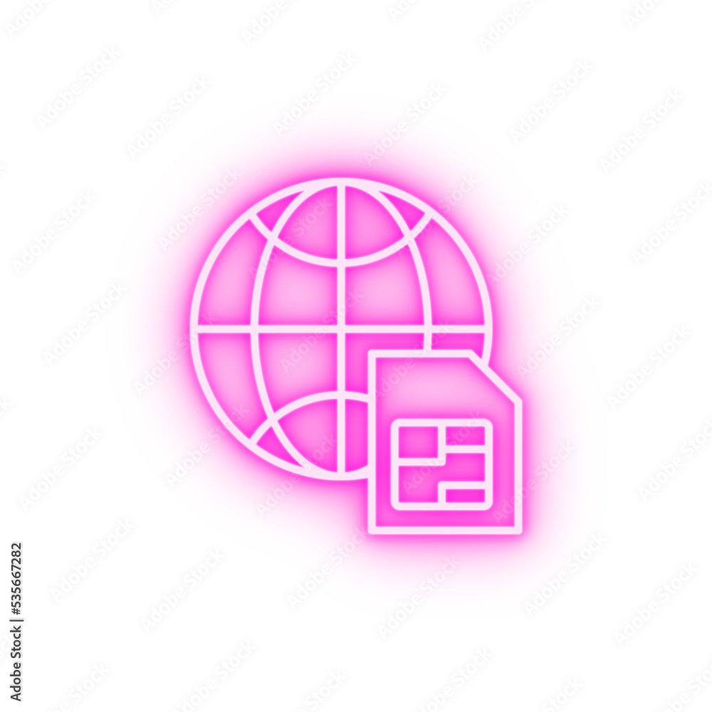 Sim cart neon icon Sim cart neon icon
