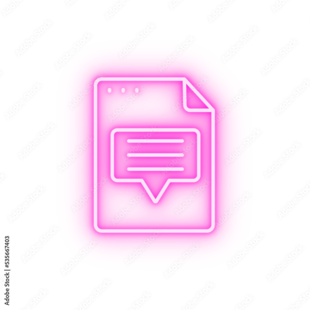 File document chat neon icon