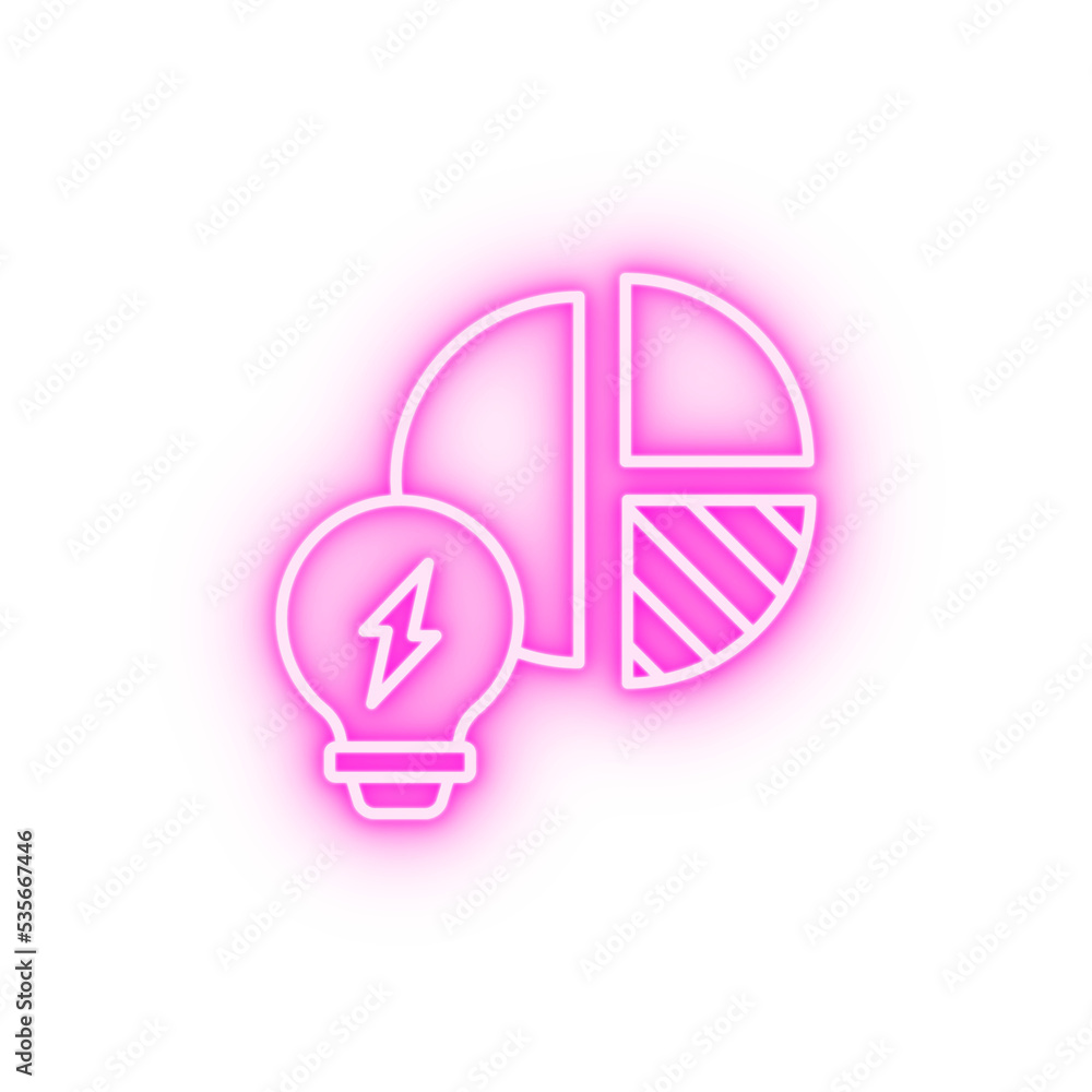 Analytics energy chart bulb neon icon Analytics energy chart bulb neon icon