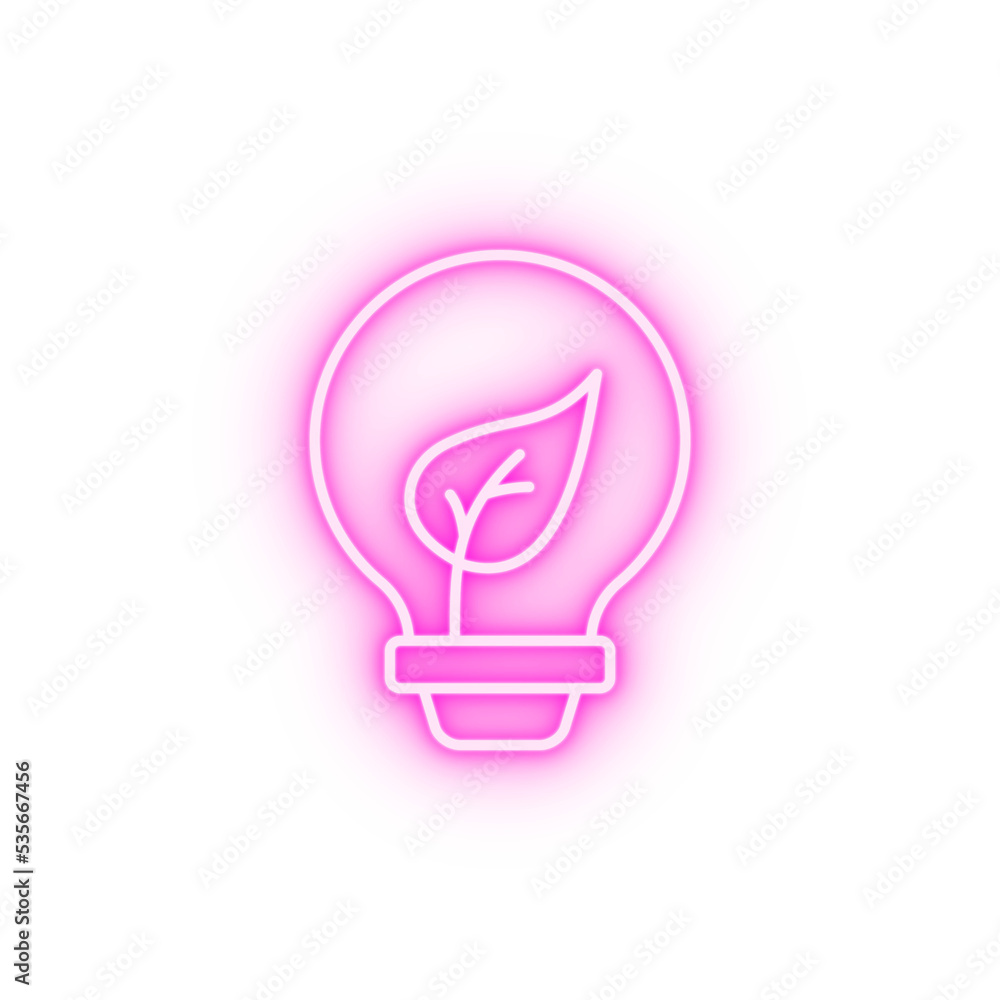 Light bulb energy neon icon