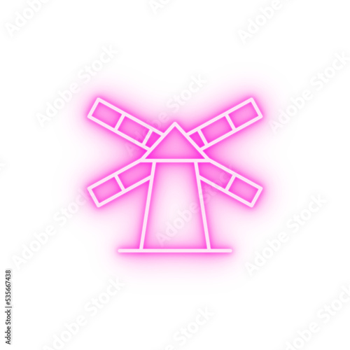 Windmill energy neon icon