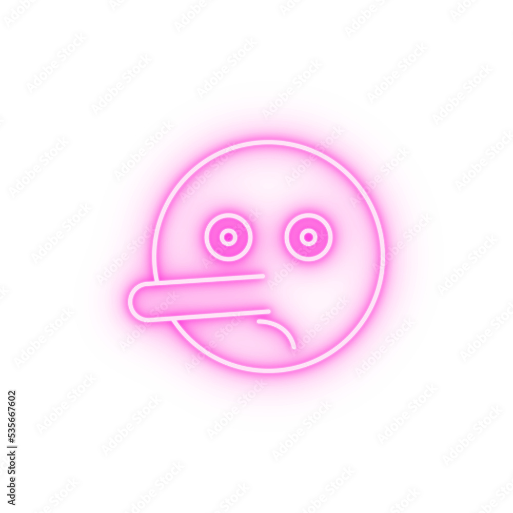 Lying nose neon icon Lying nose neon icon