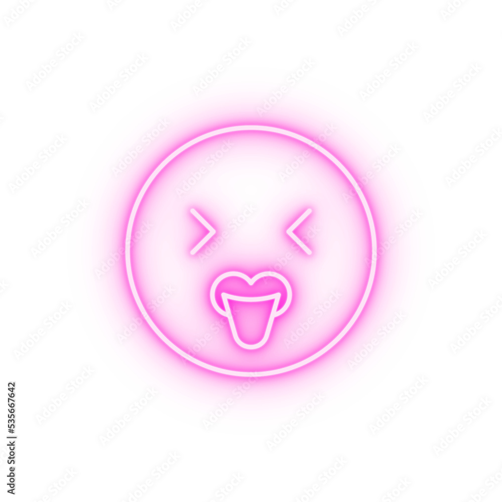 Tongue smiling emotions neon icon Tongue smiling emotions neon icon