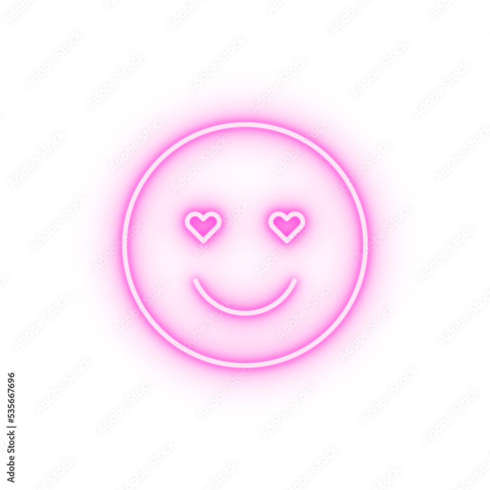 Happy heart emotions neon icon