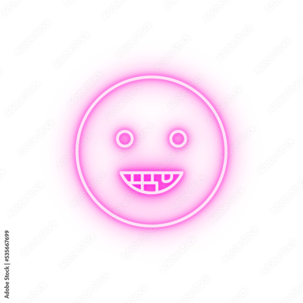 Smiling with broken teeth neon icon Smiling with broken teeth neon icon