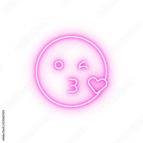 Blow kiss emotions neon icon
