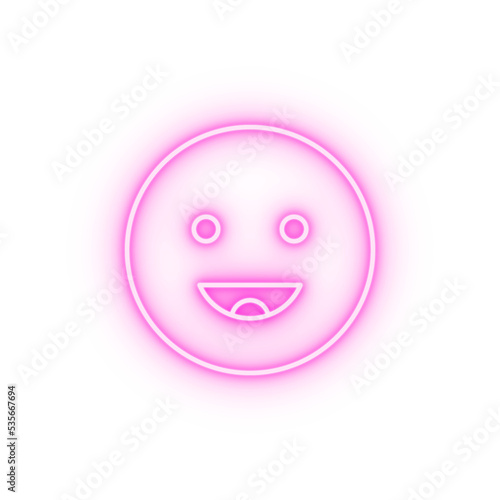 Happy smiling tongue emotions neon icon