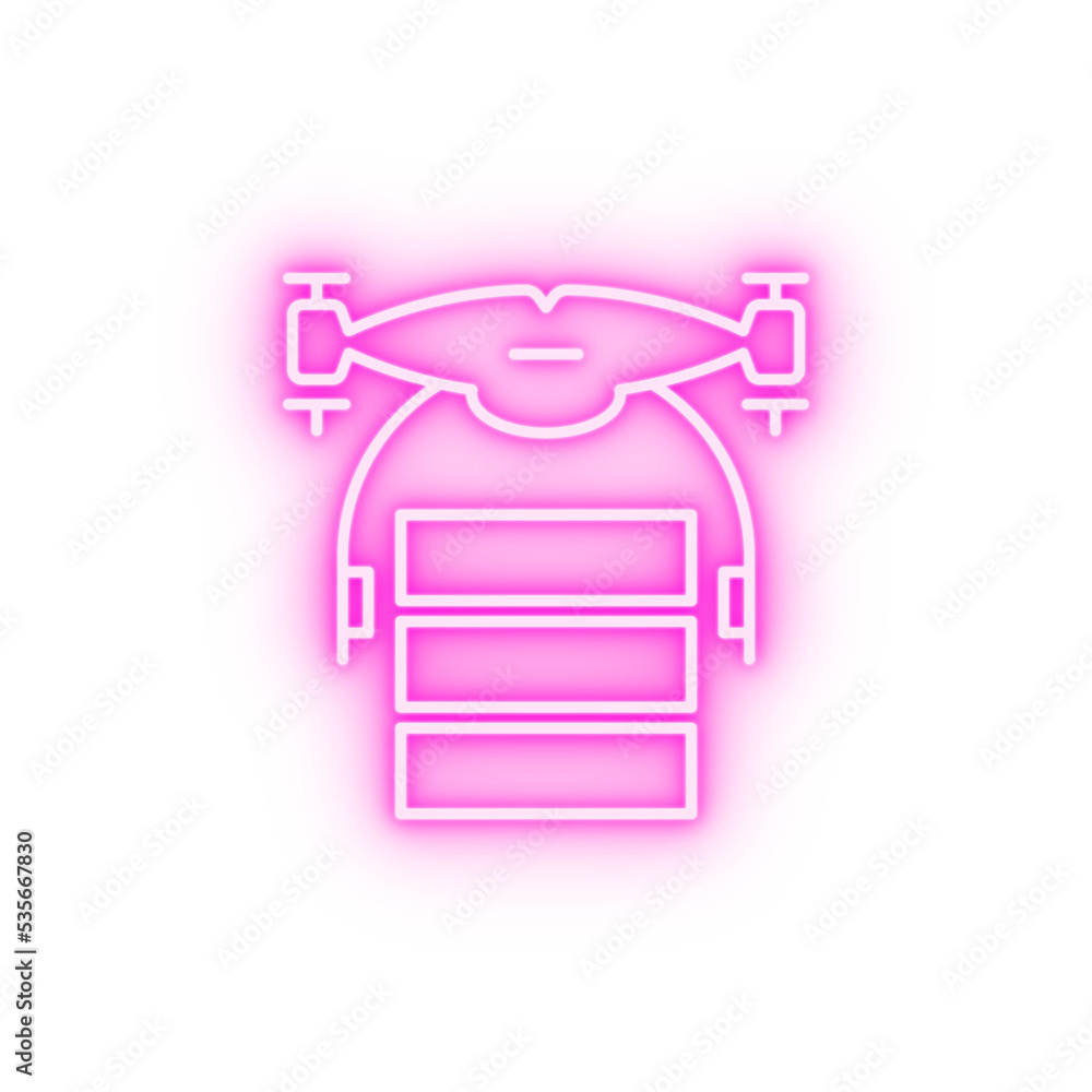 drone with parcel field outline neon icon drone with parcel field outline neon icon