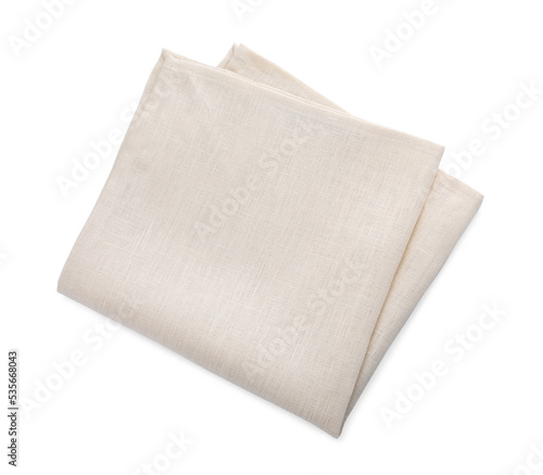 One light grey kitchen napkin isolated on white, top view