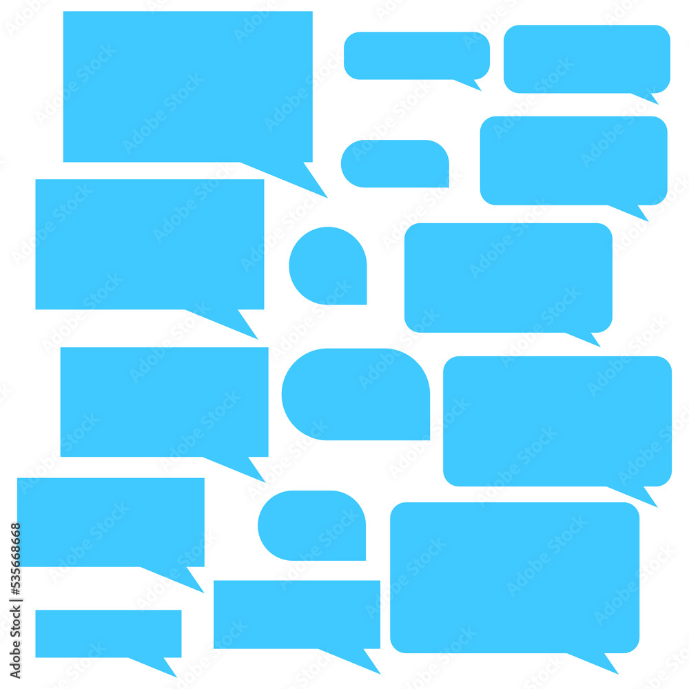 Set with blue text messages. Email icon. Chat icon set. Vector illustration. Stock image. Set with blue text messages. Email icon. Chat icon set. Vector illustration. Stock image.