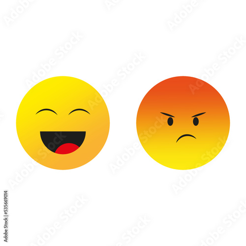 Flat angry funny smiley. Set icon smile emoji. Vector illustration. Stock image. 