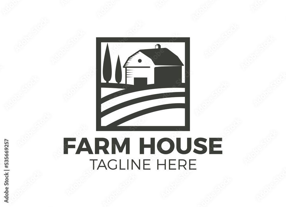 Farm house industry logo. Barn logo design template. 