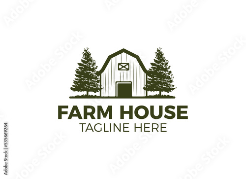 Farm house industry logo. Barn logo design template. 