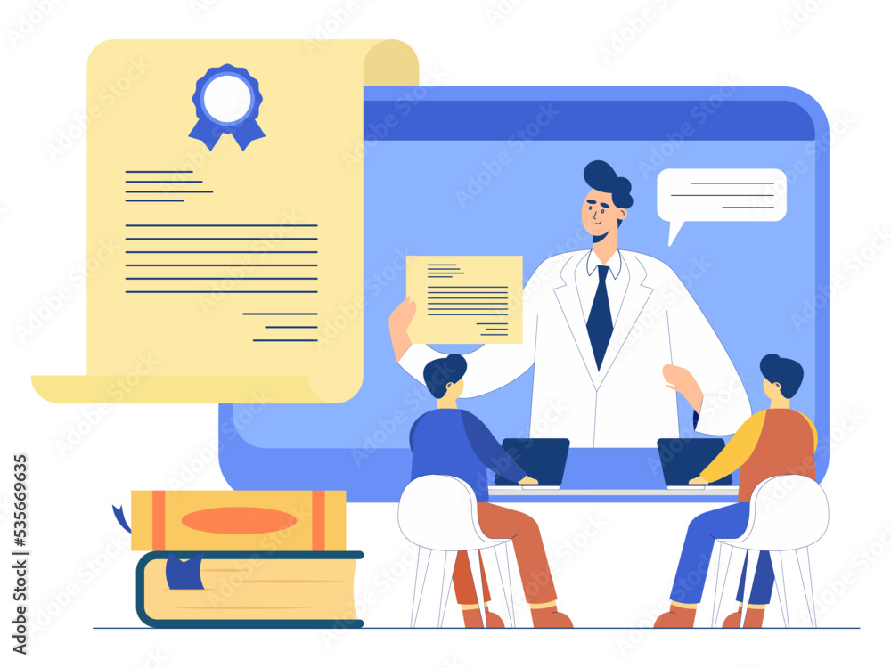 Online certificate course concept illustration Online certificate course concept illustration