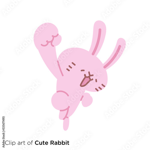 ウサギのキャラクターイラストシリーズ　「ウサギのジャンピングアッパーカット」