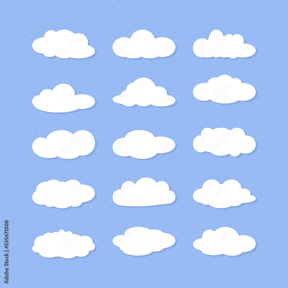 Various shapes of clouds vector elements set