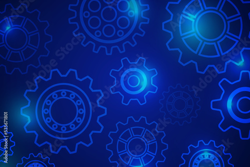 Mechanical blue background with gears
