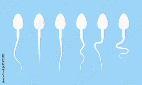 Various spermatozoa illustration. Male sex cells, ejaculate.