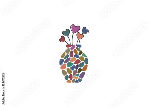 Vase Love illustration logo design template [vector]