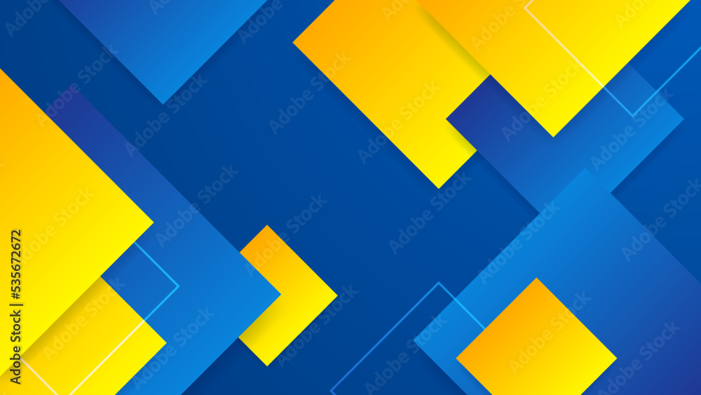 Blue and yellow orange background with stripes. Vector abstract background texture geometric bright poster. Abstract background modern hipster futuristic graphic. Multi-layer effect with texture.