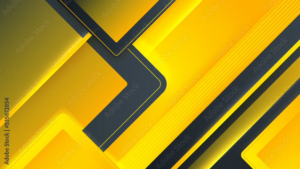 Abstract technology template geometric diagonal overlapping separate contrast yellow and black background.