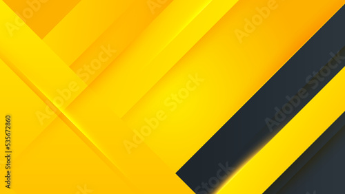 Elegant black and yellow background with geometric shapes texture and shiny light. Bright luxury black yellow abstract background design.