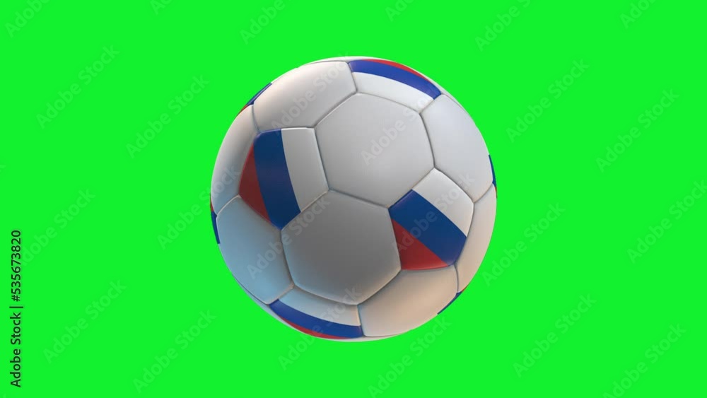 Soccer ball with flag Russia, on green screen background loop alpha. 3D Rendering Soccer ball with flag Russia, on green screen background loop alpha. 3D Rendering