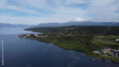Pucon, Lanín Volcano seen from Villa Rica, Patagonia, Chile, South America