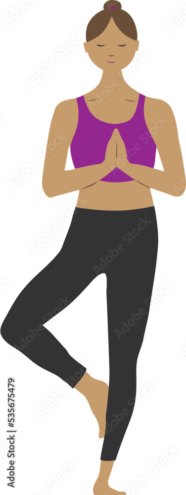 Woman doing a Yoga Tree Pose Woman doing a Yoga Tree Pose