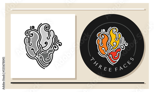 Three-faced logo design from top to bottom