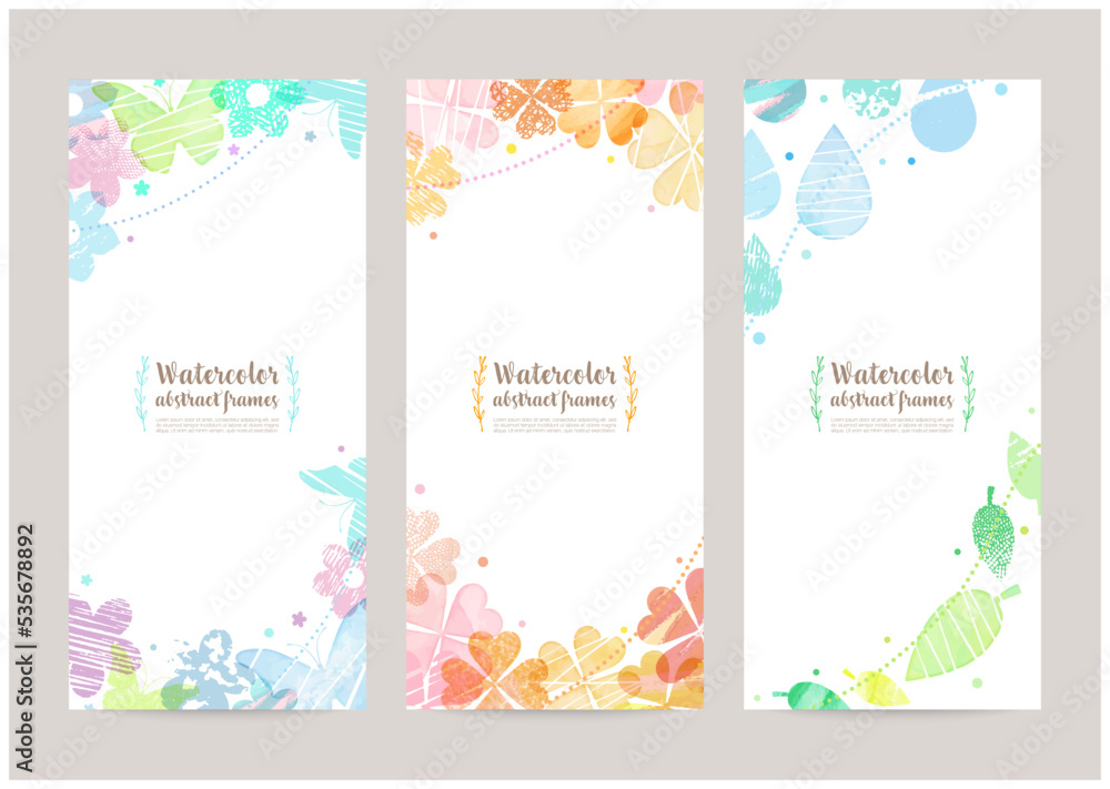 leaflet cover design templates. watercolor decoration