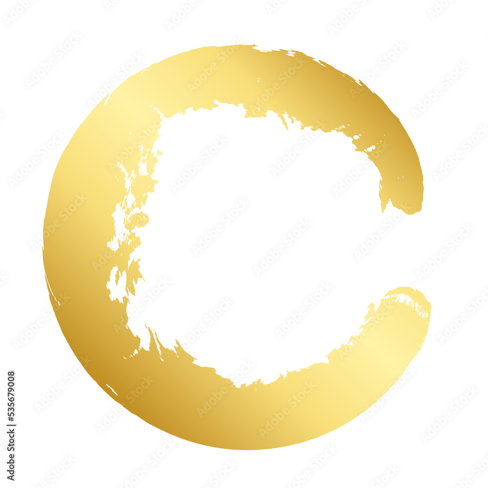 Brush stroke and gold circle element Brush stroke and gold circle element