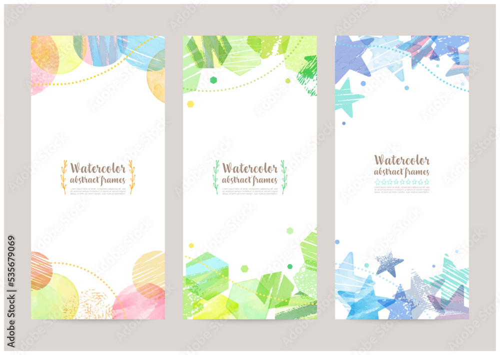 leaflet cover templates. hand drawn watercolor decoration