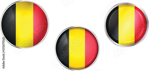 Round national flag pin of Belgium.Circular vector flag of Belgium