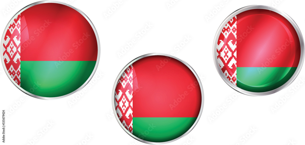 Round national flag pin of Belarus.Circular vector flag of Belarus Round national flag pin of Belarus.Circular vector flag of Belarus