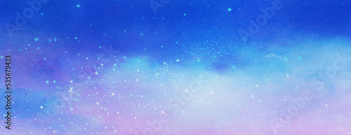青色と薄紫色の星空の風景イラスト 背景イラスト