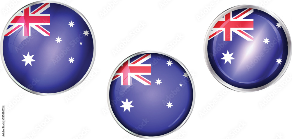 Round national flag pin of Australia.Circular vector flag of Australia Round national flag pin of Australia.Circular vector flag of Australia