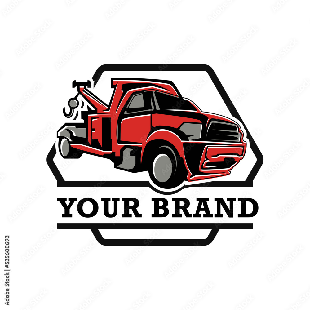 Obraz premium Truck towing logo template. Suitable logo for business related to automotive service business industry