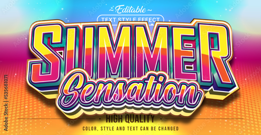 Editable text style effect - Summer Sensation text style theme.
