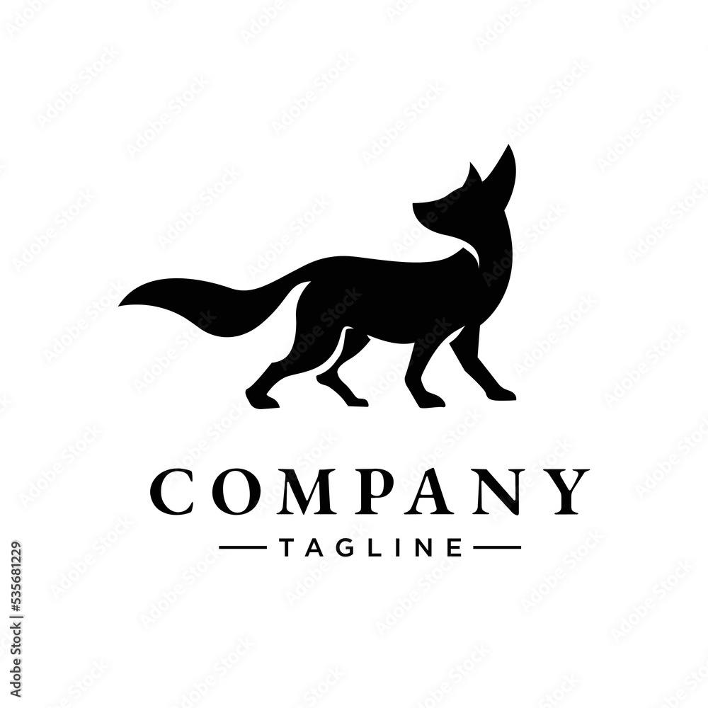 logo design inspiration with style modern Road fennec fox silhouette. Logo icon vector illustration.