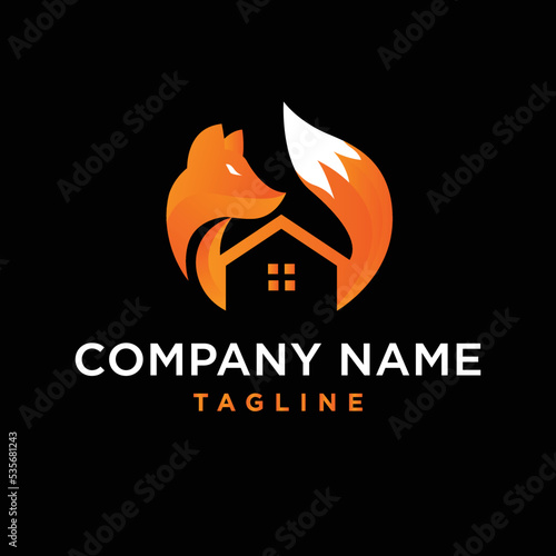 logo design inspiration with style modern fox and home. Logo icon vector illustration.