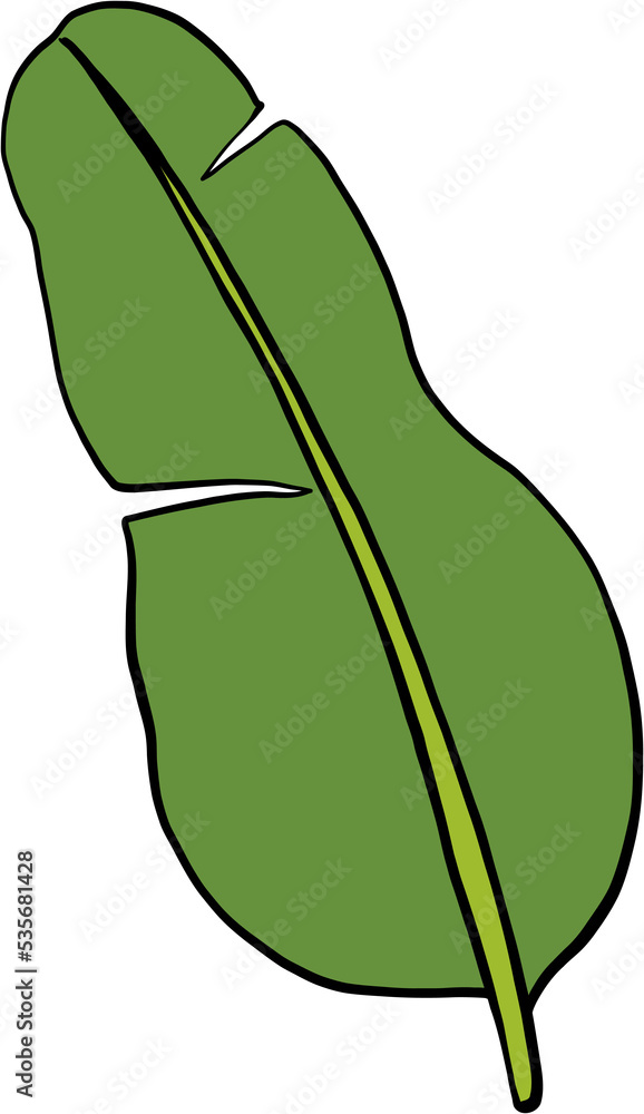 simplicity banana leaf freehand continuous drawing flat design. simplicity banana leaf freehand continuous drawing flat design.