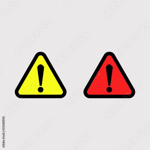 Caution icons set, exclamation mark, warning signs. Isolated attention triangle symbols on white background. Warning alert error concept
