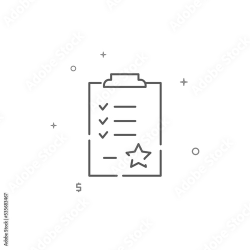 Shopping list, wishlist simple vector line icon. Symbol, pictogram, sign isolated on white background. Editable stroke. Adjust line weight.