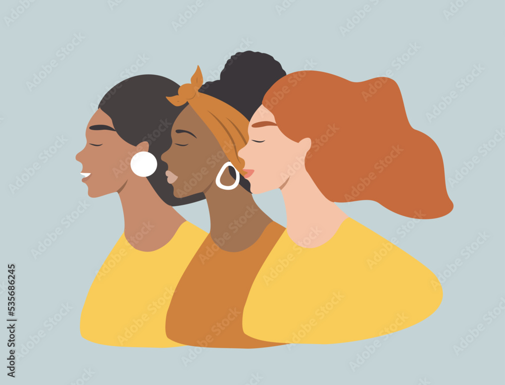 vector illustration in a flat style on the theme of woman's diversity. vector illustration in a flat style on the theme of woman's diversity.