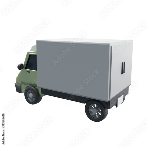 deliver logistic cargo concept.3D rendering illustration of a deliver truck.back view