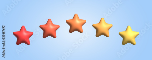 Collection set star for good and bad rate feedback customer review concepts. Realistic 3d design.