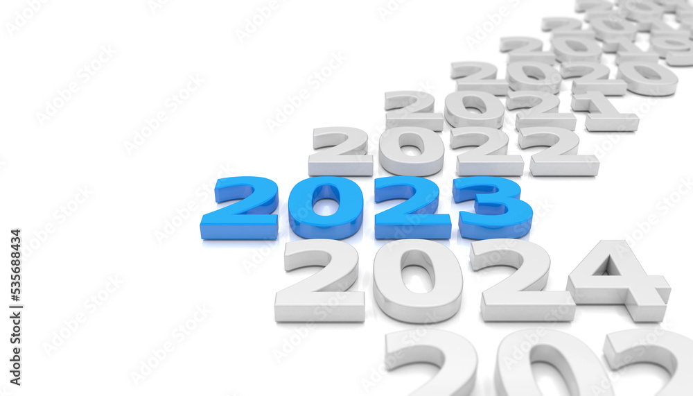 3d rendering of different years, on white background. 3d rendering of different years, on white background.