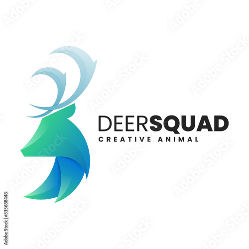 Vector Logo Illustration Deer Squad Gradient Colorful Style